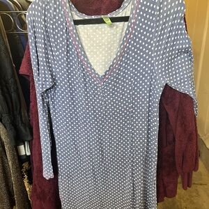 Blue Polka Dot Long Sleeve Dress